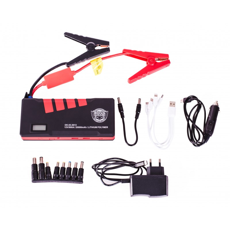 Mini booster 900 A, 20000 mAh 12V, power bank, laddare, ROOKS - 5