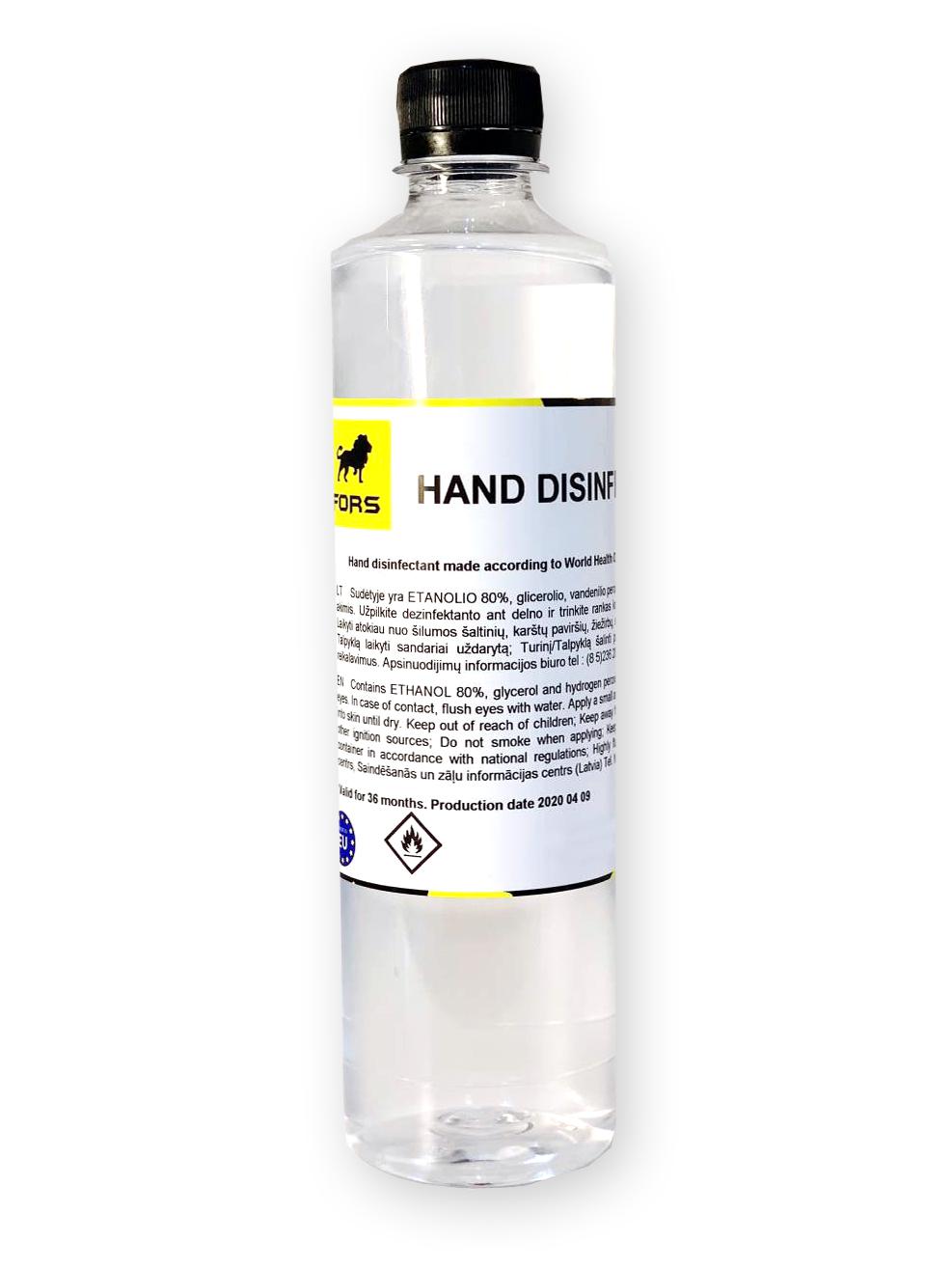 Handdesinfektion 80% 0.5L för professionell bruk, bakterier och virusdödande, Fors (säljs i 10-pack)