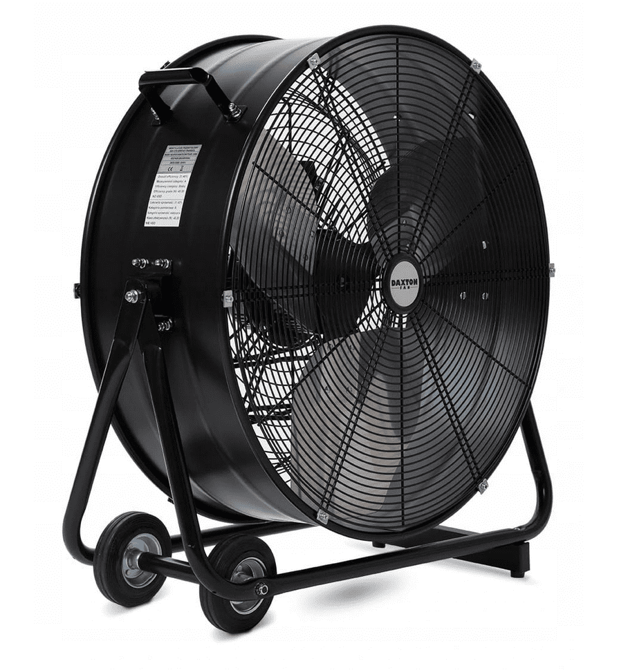 Kraftfull industrifläkt 60 cm (24) 330W, golvmodell med hjul, svart, 115 m3/min, Daxton / Equation