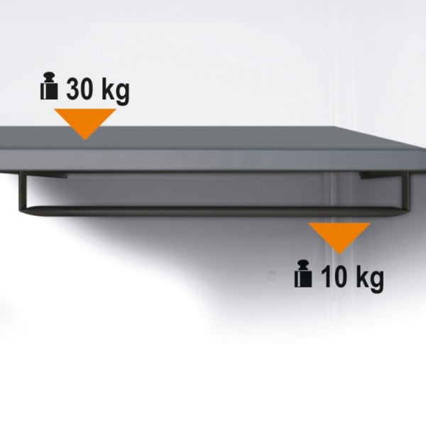 BETA TOOLS Hyllplan med Klädstång 600 mm Rostfri, C45PRO