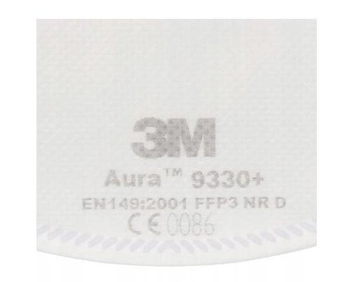 Andningsskydd, 1st andningsmask 3m AURA 9330+ skyddar mot virus bakterier m.m. FFP3, CE - 4