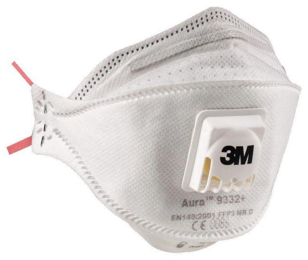 Andningsskydd 1st, andningsmask 3m AURA 9332+ skyddar mot virus bakterier m.m. FFP3, CE