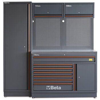 BETA TOOLS Verkstadsinredning 7 Lådor, Perforerade Paneler, Rostfri MDF, C45PRO