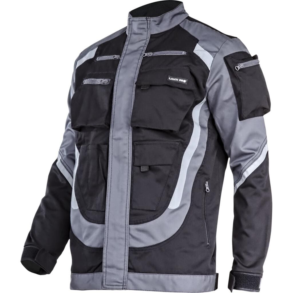 LahtiPro Jacka, arbetsjacka med reflexer, Svart-Grå, CE, LAHTI (Storlek : 2XL)