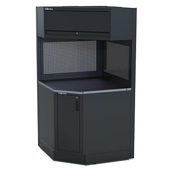 BETA TOOLS Hörnmodul Arbetsbänk 964 x 964 mm med Skåp och Verktygspanel, RSC