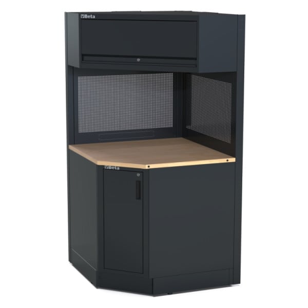 BETA TOOLS Hörnmodul Arbetsbänk 964 x 964 mm, Perforerade Paneler, RSC