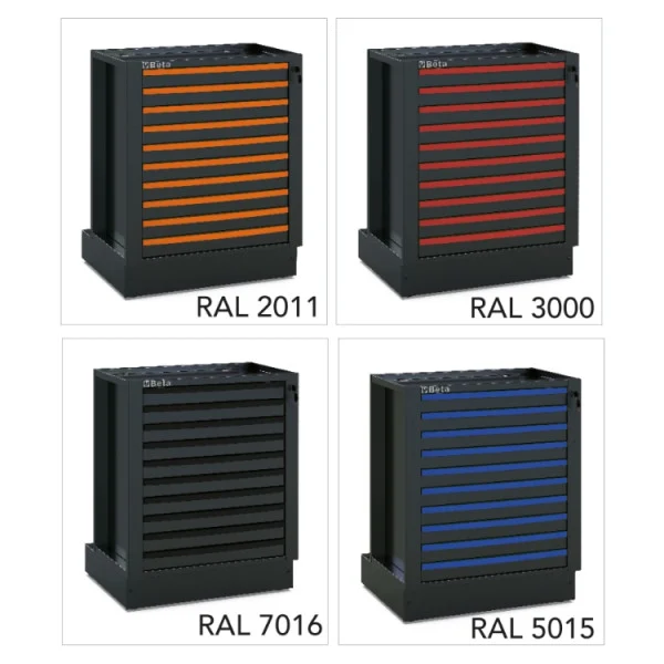 BETA TOOLS Färgglada Lådsfronter 10-Pack, Passar RSC502.0 System, Rostfri - 6