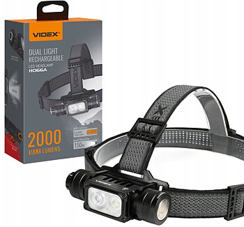 Övriga4 Pannlampa LED 2000lm 20W+10W IP67 Touchsensor USB-C 10 Lägen Rött Ljus Magnetfot Aluminium, Videx