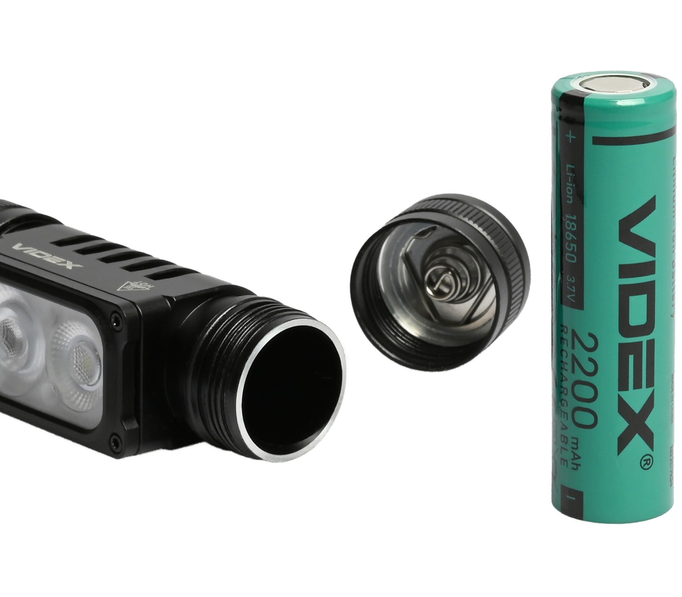 Pannlampa LED 2000lm 20W Uppladdningsbar IP67 Vitt och Rött Ljus, Videx - 12