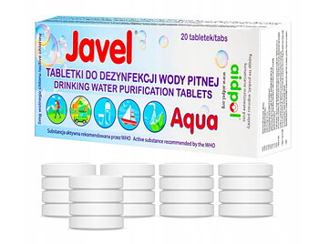 Vattenreningstabletter 80st NaDCC WHO-Rekommenderad 1 Tablett per Liter 30 Minuter, Javel Aqua