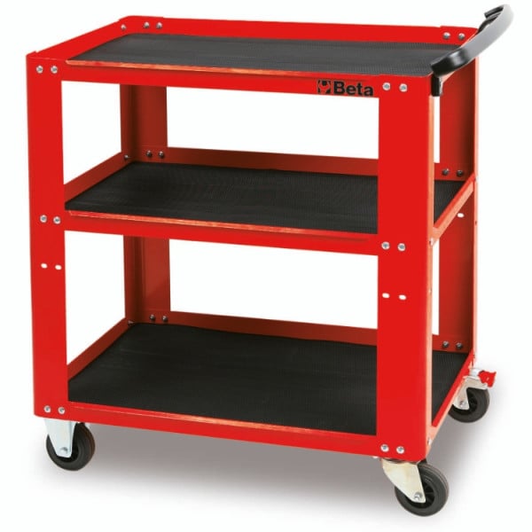 Verktygsvagn 3 Hyllor 200 kg Termoplast Gummimatta 4 Hjul 45 x 80 x 90 cm, BETA Tools - Grå - 2