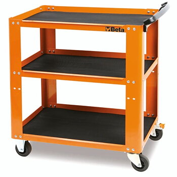 Verktygsvagn 3 Hyllor 200 kg Termoplast Gummimatta 4 Hjul 45 x 80 x 90 cm, BETA Tools - Grå