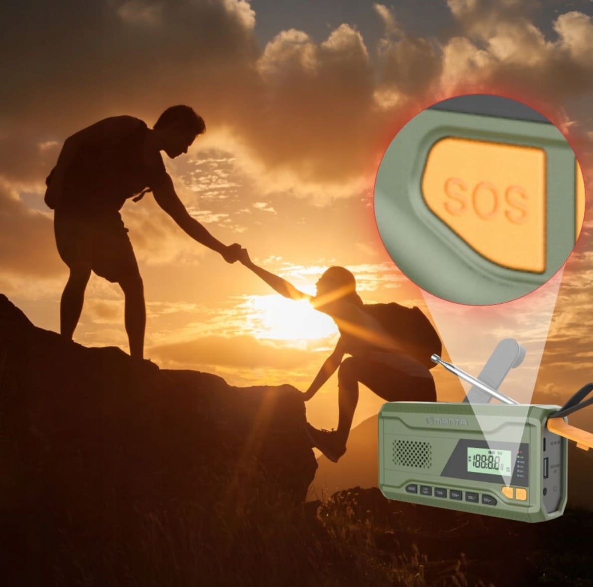 Övriga6 Nödradio 4500mAh AM/FM Dynamo Solpanel Ficklampa SOS Powerbank, Manta - 8