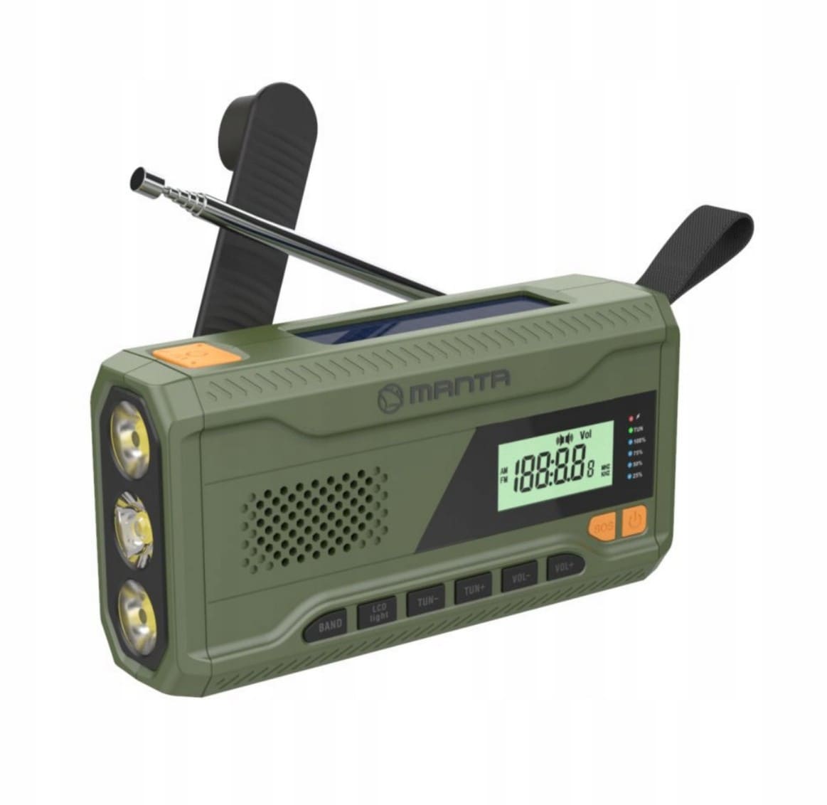 Övriga6 Nödradio 4500mAh AM/FM Dynamo Solpanel Ficklampa SOS Powerbank, Manta - 4