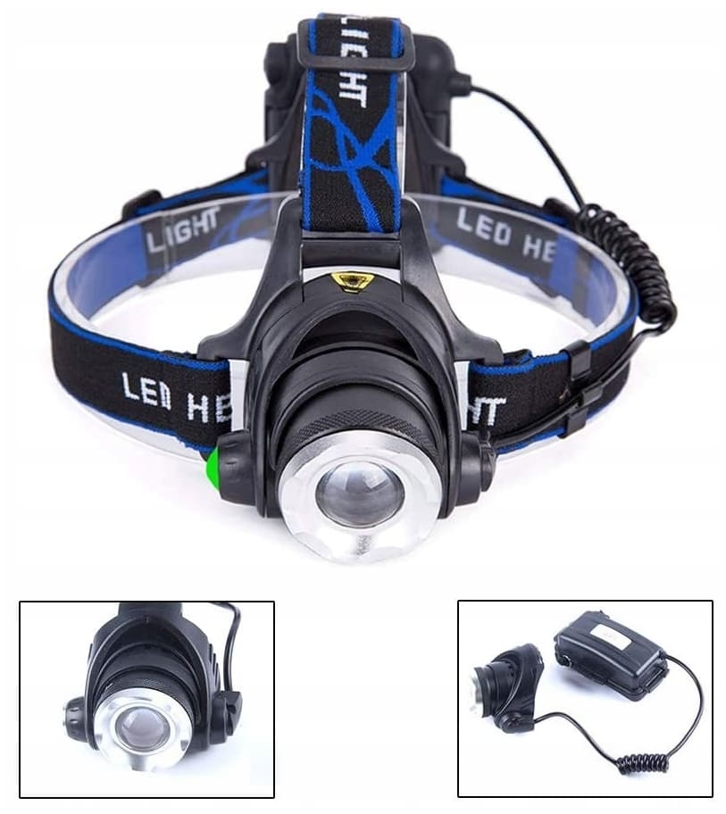 Övriga 3 Pannlampa LED 800lm 300m Räckvidd Zoom 3 Lägen Vattentålig Aluminium 90° Vinkel (inkl. 2 laddbara batterier) - 2