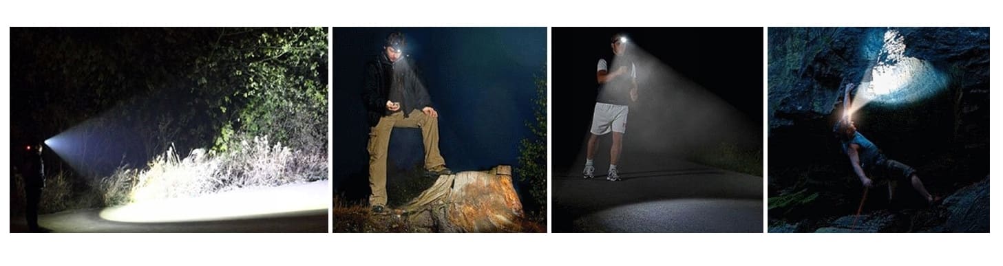 Pannlampa LED 800lm 300m Räckvidd Zoom 3 Lägen Vattentålig Aluminium 90° Vinkel (inkl. 2 laddbara batterier) - 14