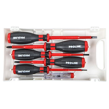 PROLINE TOOLS Skruvmejselsats för elektriker 1000V, 5 st med spänningsindikator 1000V, Proline