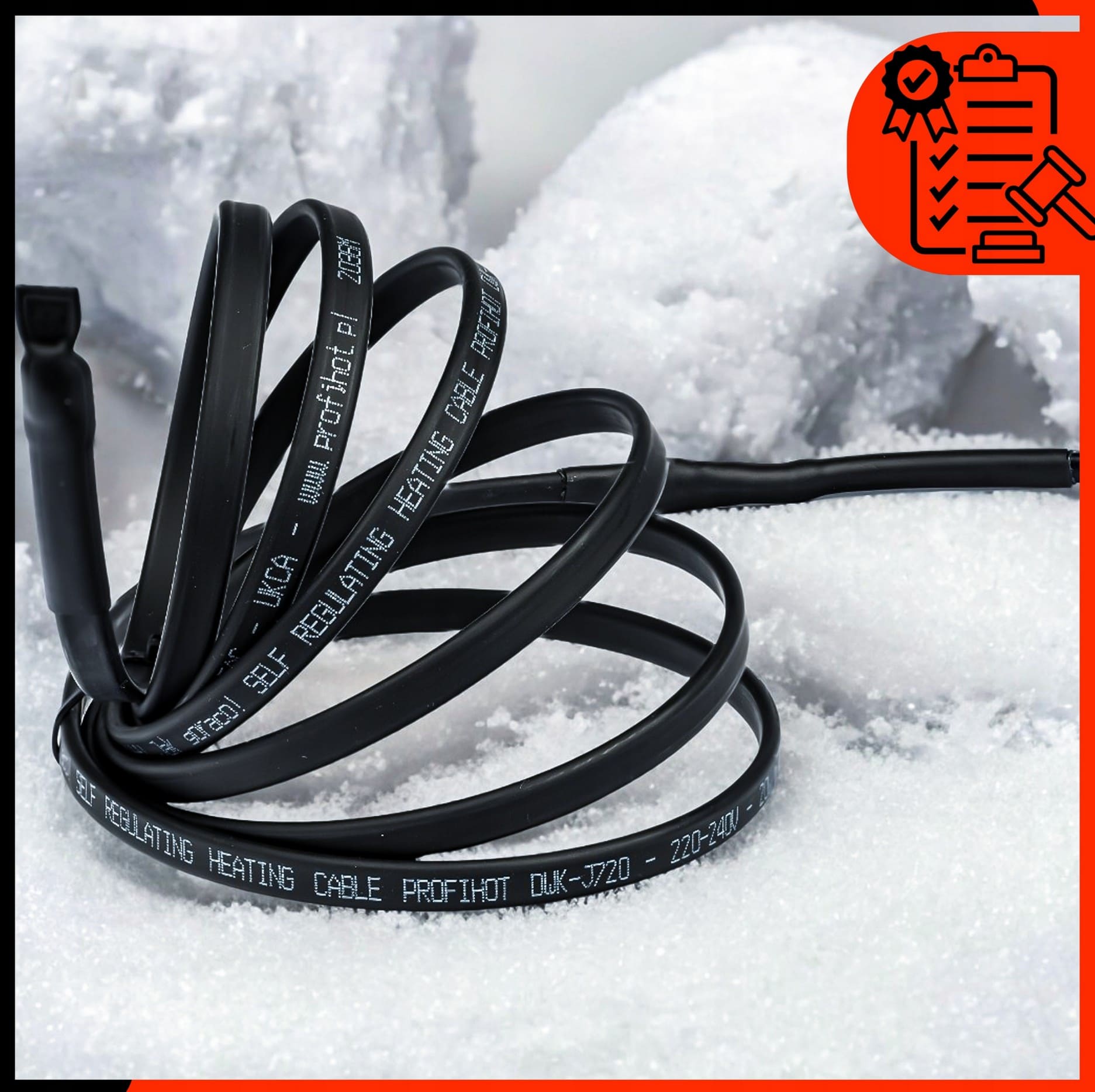 Värmekabel Frostvakt, Självreglerande 230V 10W/m IP68 med Stickkontakt 1-10m, profiHOT (Längd (m) : 5) - 5