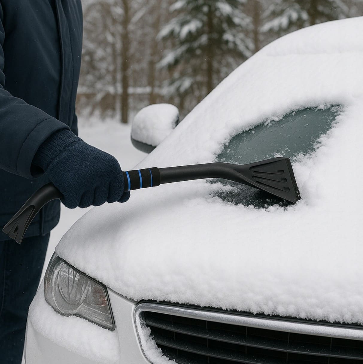 Isskrapa och Snöborste 2-i-165 cm Premium Skumhandtag Köldbeständig för Bil - 5