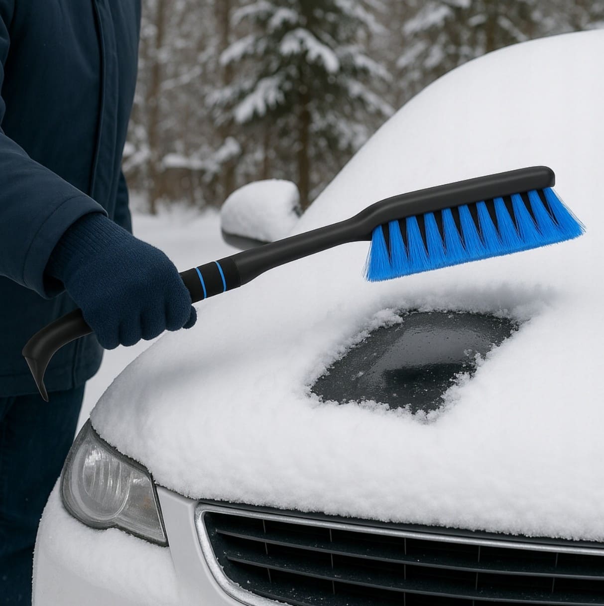 Isskrapa och Snöborste 2-i-165 cm Premium Skumhandtag Köldbeständig för Bil - 4