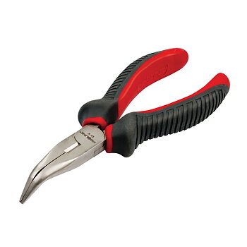PROLINE TOOLS Flacktång böjd 200 mm med sidavbitare, räfflad gripyta, rundad käft, Proline
