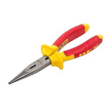 PROLINE TOOLS Flacktång rak 200 mm, 1000V, med sidavbitare, räfflad gripyta, rundad käft, Proline