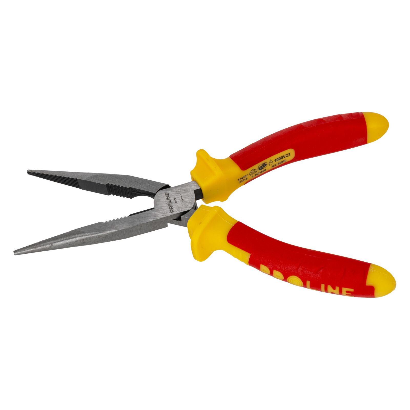 PROLINE TOOLS Flacktång rak 200 mm, 1000V, med sidavbitare, räfflad gripyta, rundad käft, Proline - 5