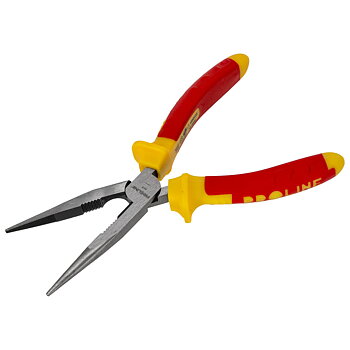 PROLINE TOOLS Flacktång rak 200 mm, 1000V, med sidavbitare, räfflad gripyta, rundad käft, Proline