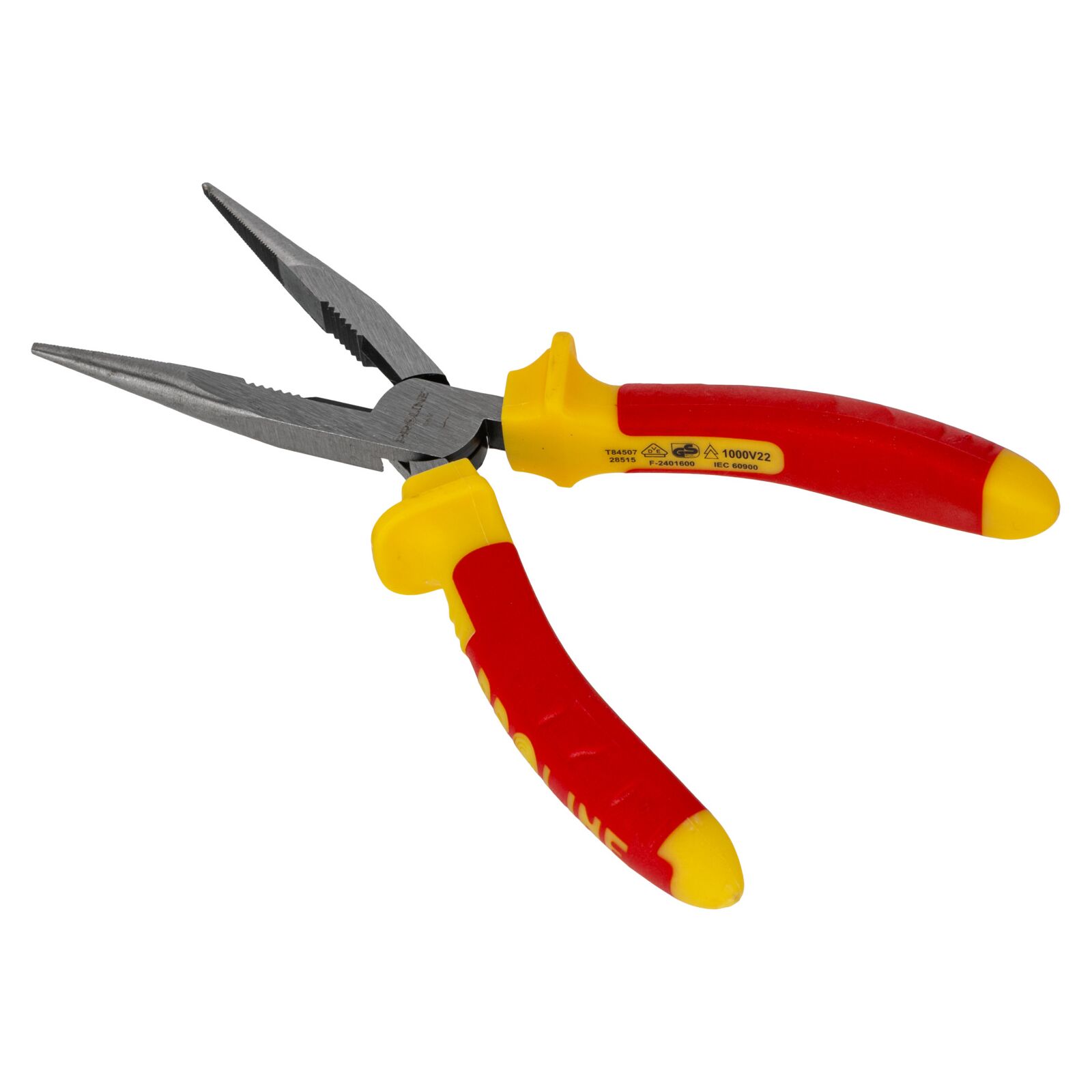 PROLINE TOOLS Flacktång rak 200 mm, 1000V, med sidavbitare, räfflad gripyta, rundad käft, Proline - 4