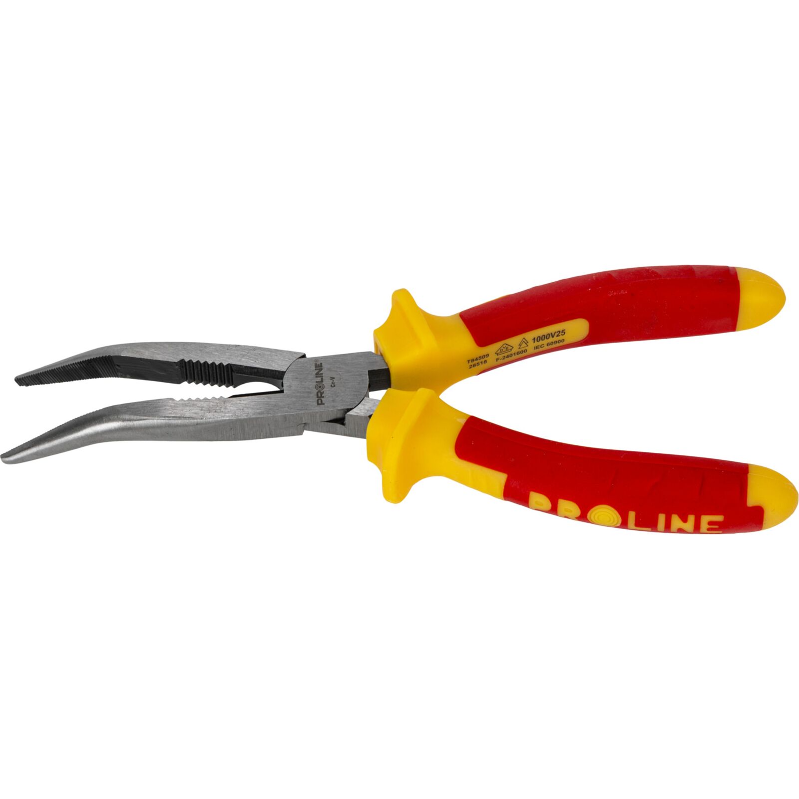 PROLINE TOOLS Flacktång böjd 200 mm 1000V med sidavbitare, räfflad gripyta, rundad käft, Proline - 2