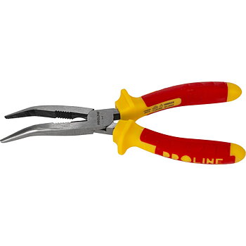PROLINE TOOLS Flacktång böjd 200 mm 1000V med sidavbitare, räfflad gripyta, rundad käft, Proline