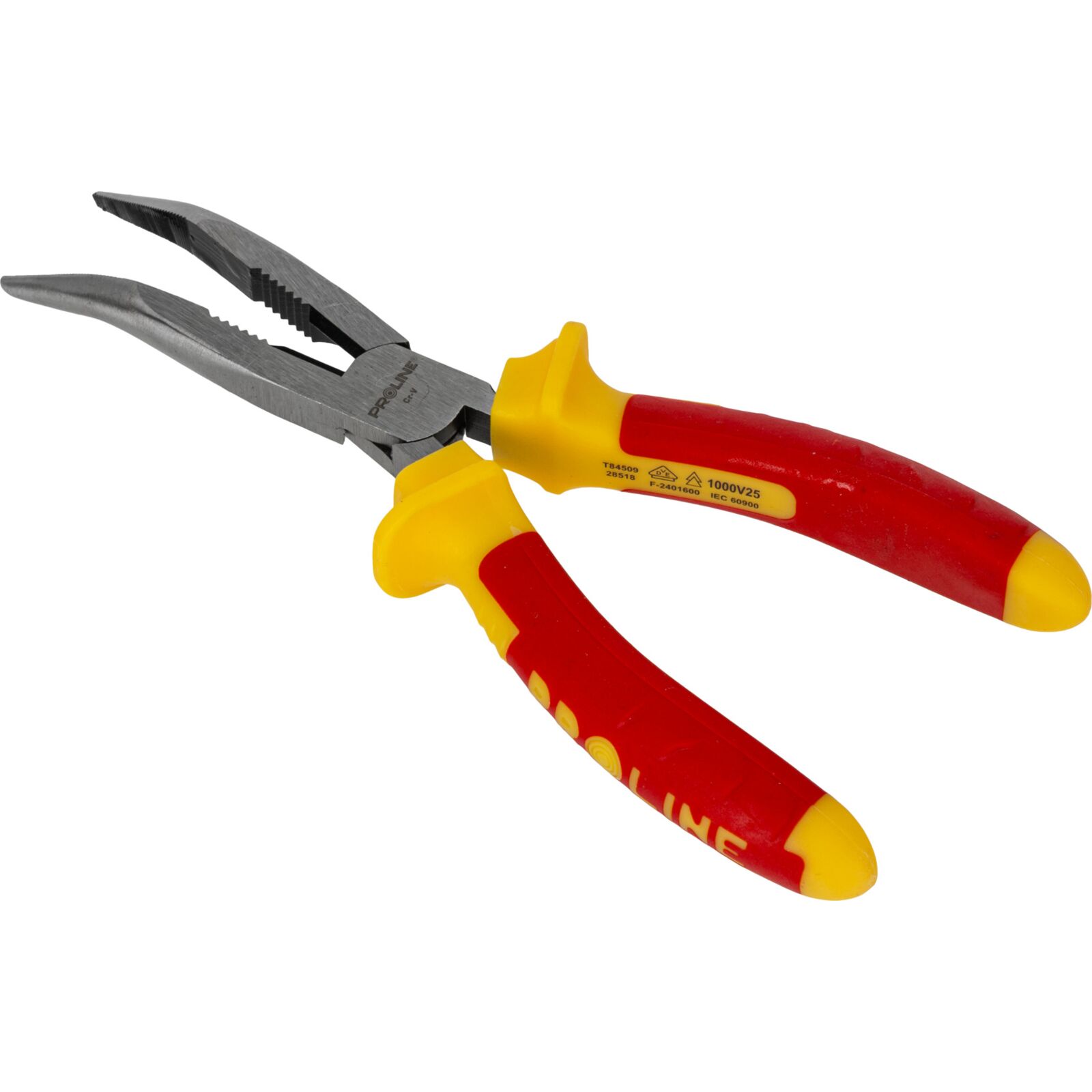 PROLINE TOOLS Flacktång böjd 200 mm 1000V med sidavbitare, räfflad gripyta, rundad käft, Proline - 6