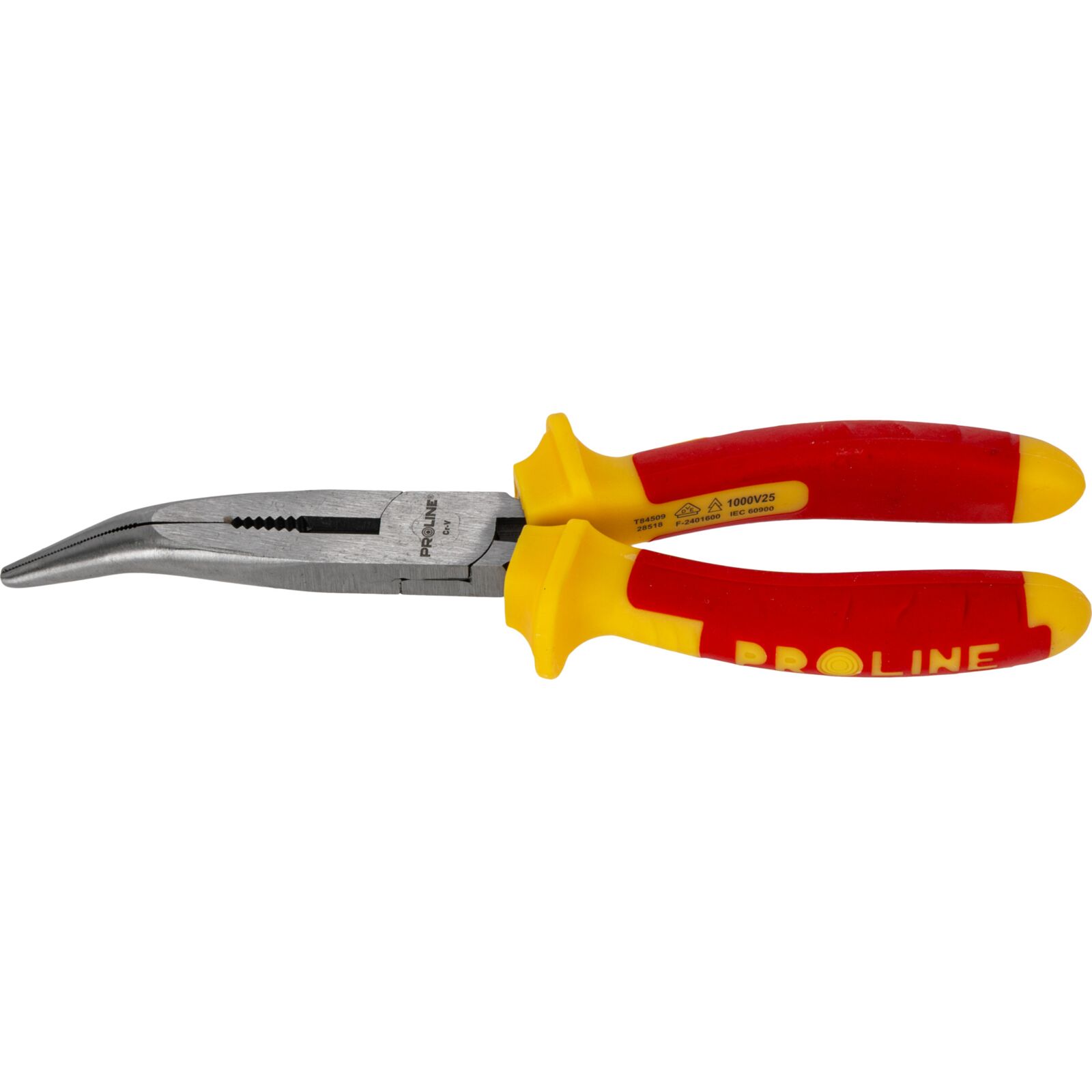 PROLINE TOOLS Flacktång böjd 200 mm 1000V med sidavbitare, räfflad gripyta, rundad käft, Proline - 5