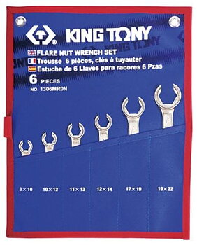 King Tony Bromsrörsnyckel, öppen ringnyckel 6 st. 8-22 mm CRV, KingTony