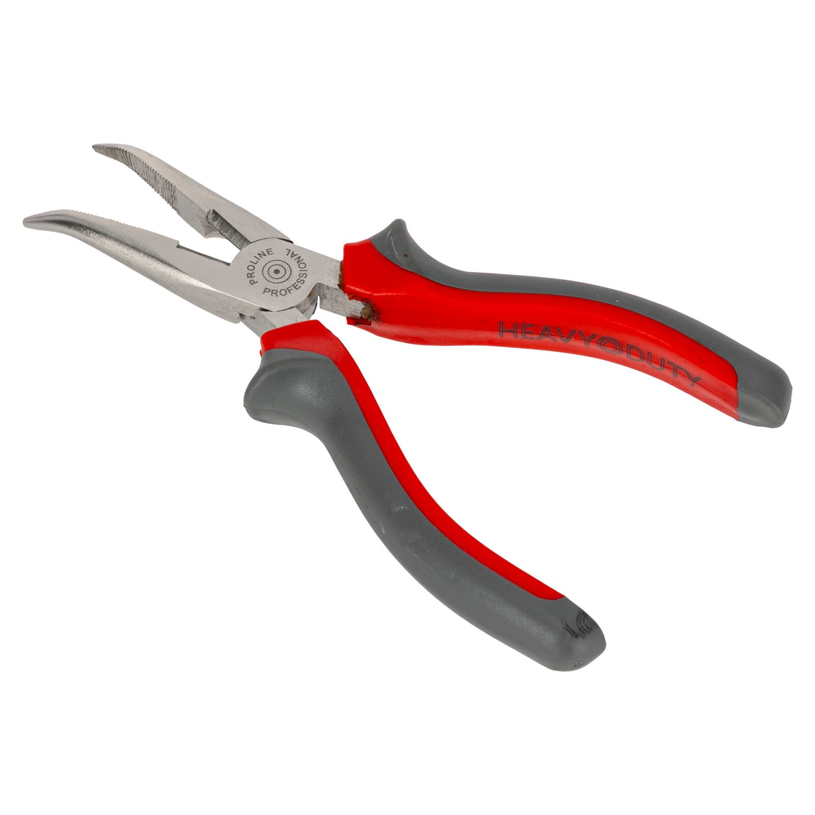 PROLINE TOOLS Flacktång 160 mm, böjd, Heavy Duty, rund käft, räfflad, med avbitare, Proline - 3