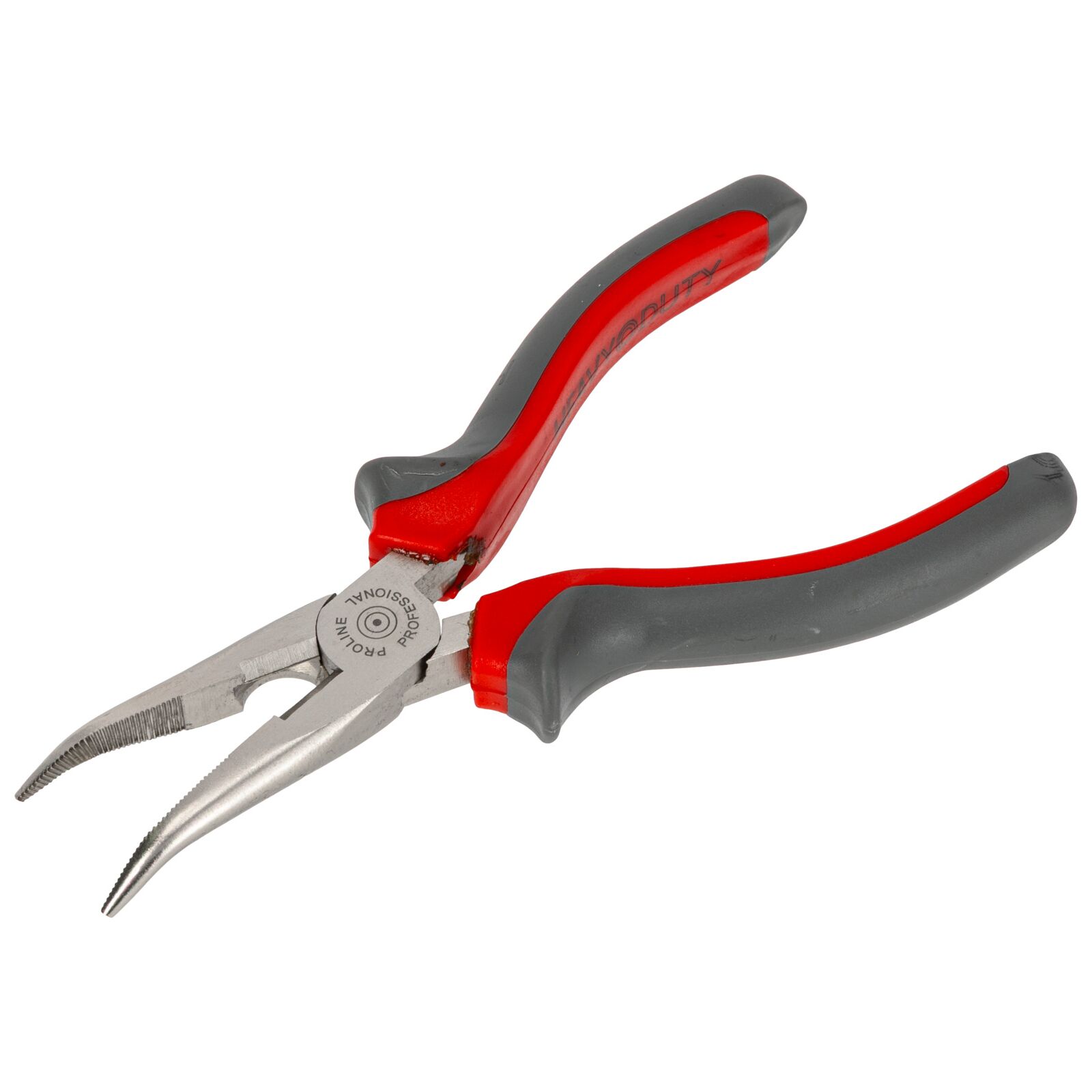 PROLINE TOOLS Flacktång 160 mm, böjd, Heavy Duty, rund käft, räfflad, med avbitare, Proline - 6
