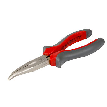 PROLINE TOOLS Flacktång 160 mm, böjd, Heavy Duty, rund käft, räfflad, med avbitare, Proline
