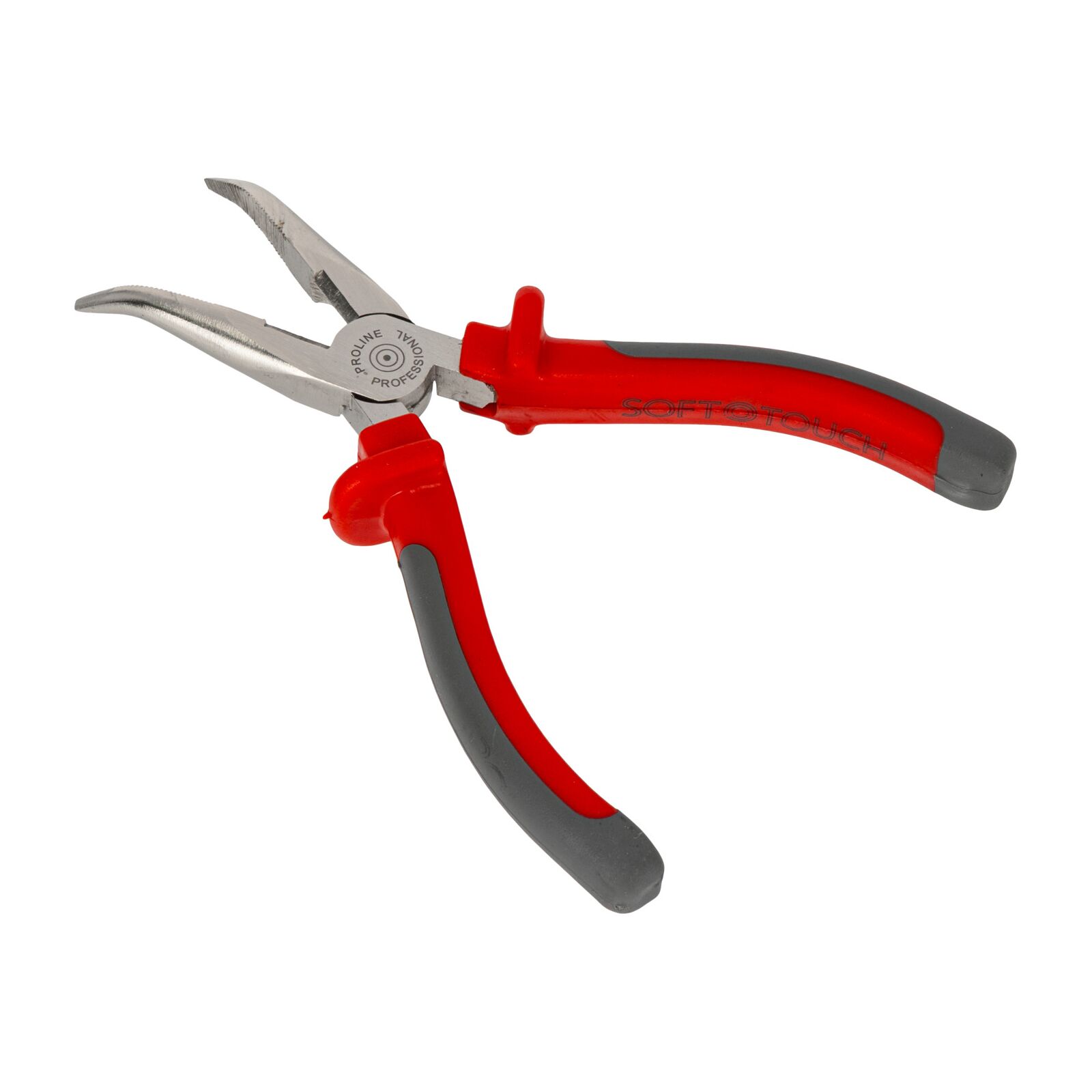 PROLINE TOOLS Flacktång böjd 160 mm, Räfflade käftar, Drop Forged, Härdat, Sidoklippande kanter, Satinfinish, Hög hållfasthet, Grepp i grå plast och mörkblå gummi, Proline - 2