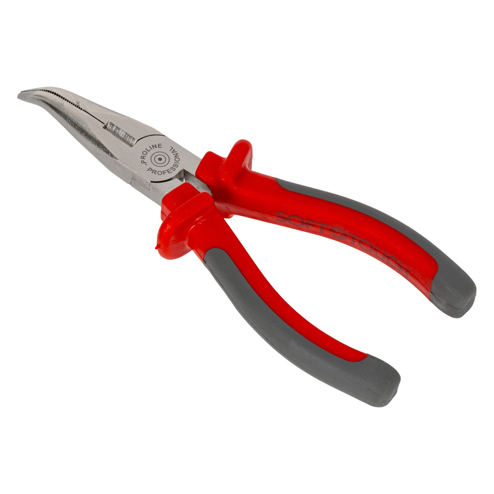 PROLINE TOOLS Flacktång böjd 160 mm, Räfflade käftar, Drop Forged, Härdat, Sidoklippande kanter, Satinfinish, Hög hållfasthet, Grepp i grå plast och mörkblå gummi, Proline - 3