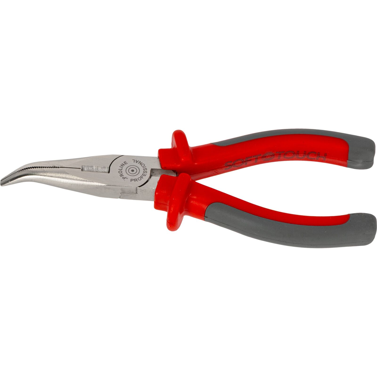 PROLINE TOOLS Flacktång böjd 160 mm, Räfflade käftar, Drop Forged, Härdat, Sidoklippande kanter, Satinfinish, Hög hållfasthet, Grepp i grå plast och mörkblå gummi, Proline - 4