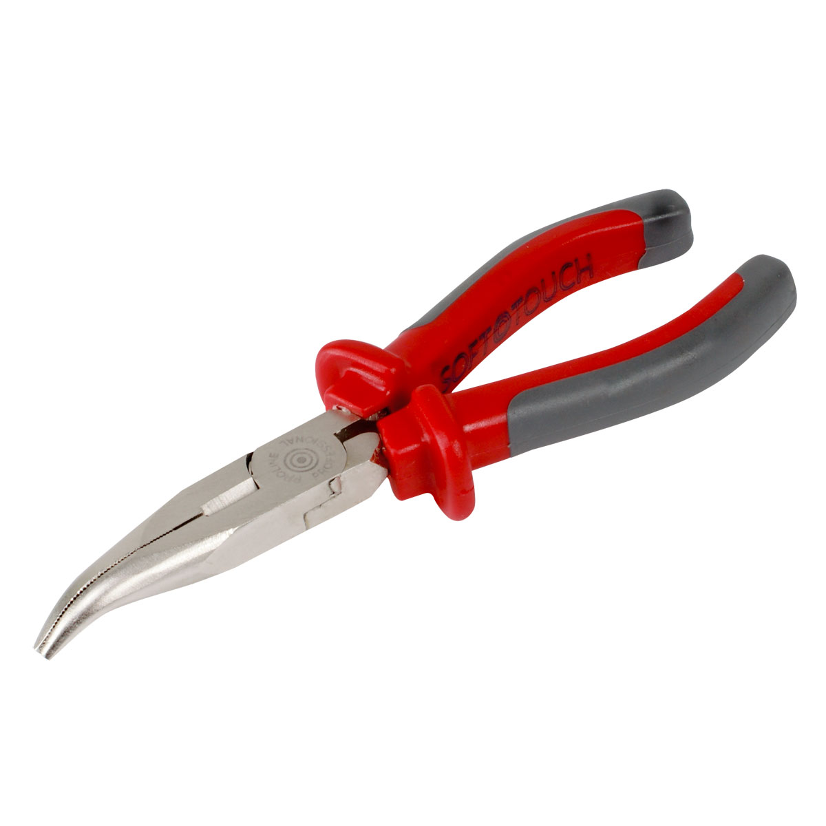 PROLINE TOOLS Flacktång böjd 160 mm, Räfflade käftar, Drop Forged, Härdat, Sidoklippande kanter, Satinfinish, Hög hållfasthet, Grepp i grå plast och mörkblå gummi, Proline