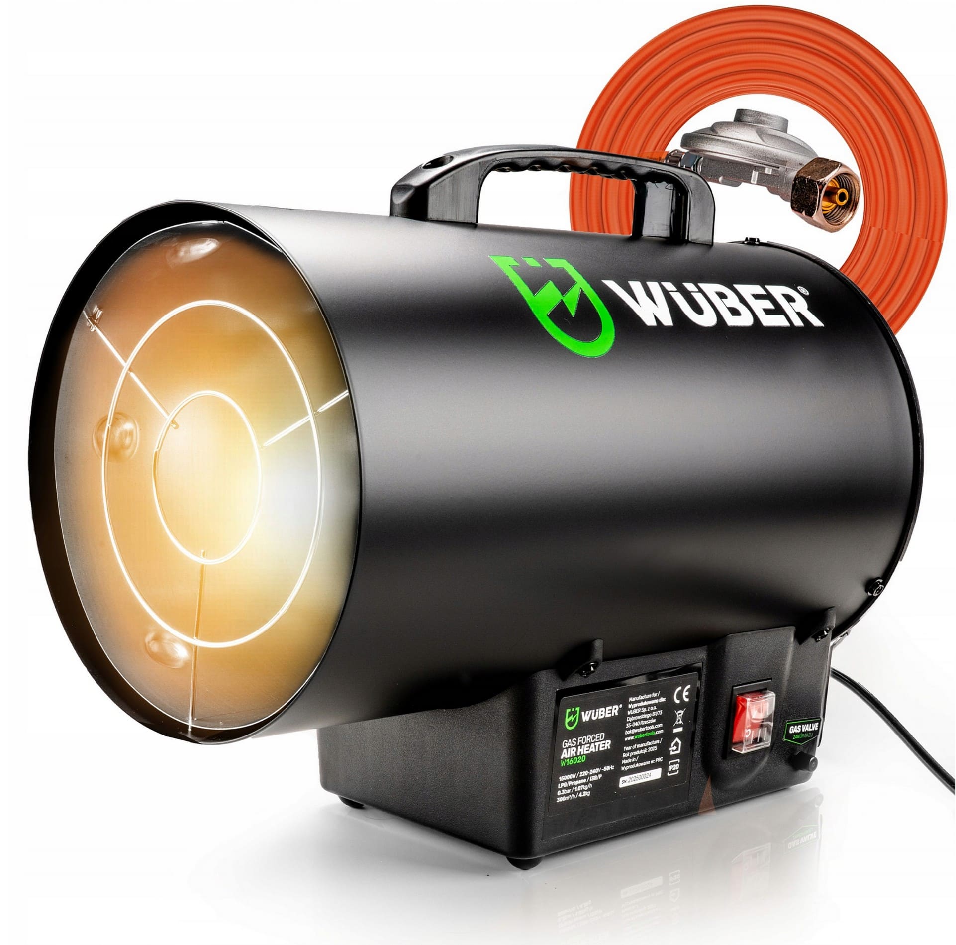 Övriga5 Gasolvärmare 15kW LPG med Slang och Regulator 300 m³/h W16020, Wuber