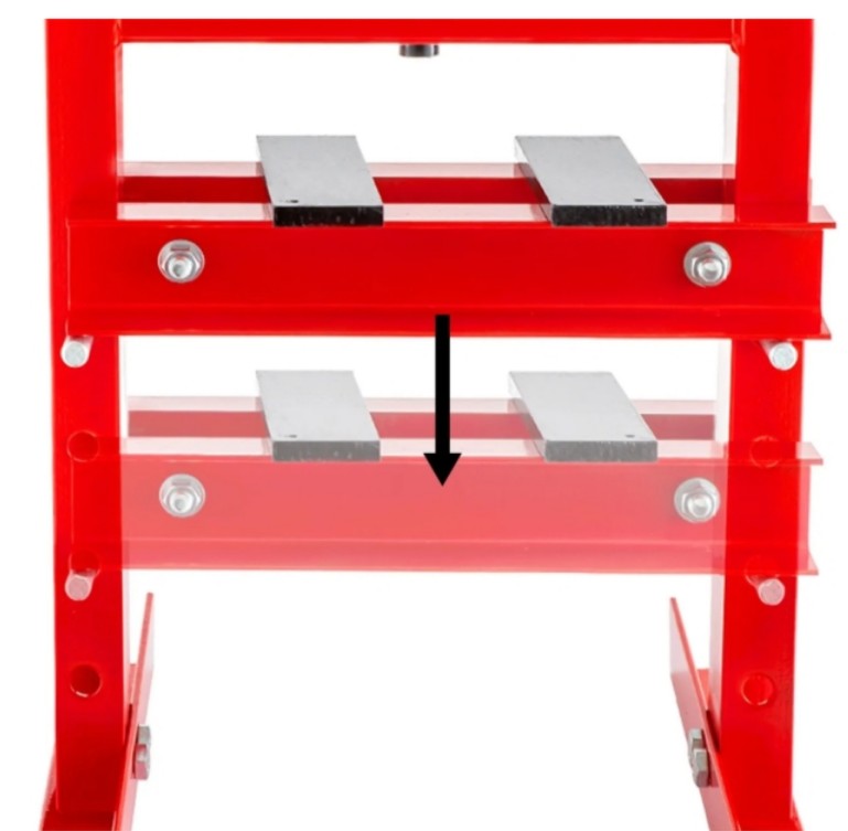 Övriga2 Hydraulisk Verkstadspress 6 Ton H-Ram 140 mm Slag V-Block 4-Stegs Höjdjustering, AppTech - 5