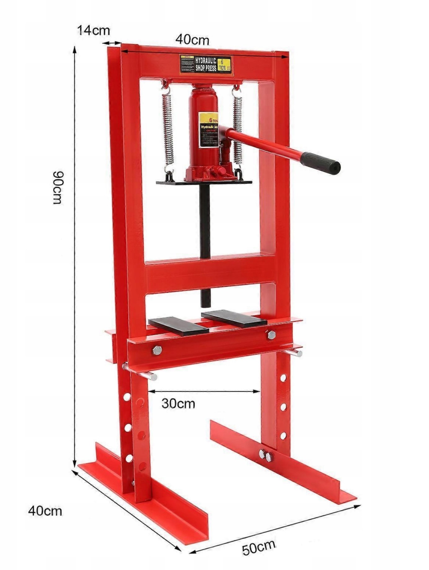 Övriga2 Hydraulisk Verkstadspress 6 Ton H-Ram 140 mm Slag V-Block 4-Stegs Höjdjustering, AppTech - 3