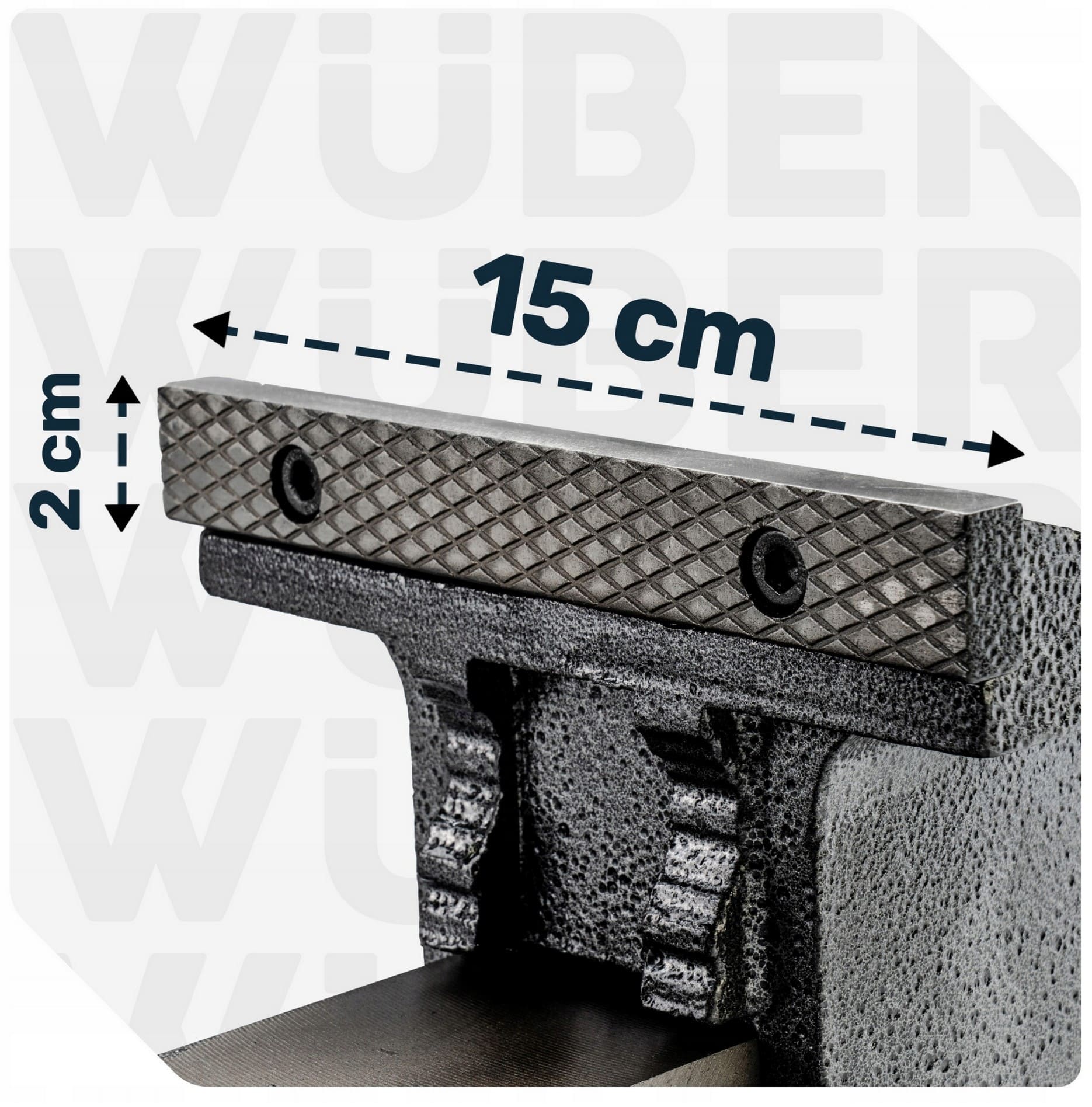 Skruvstycke 150 mm/6 Roterbart 360° med Städ, HT200 Gjutjärn 13, 8 kg, Wuber - 8