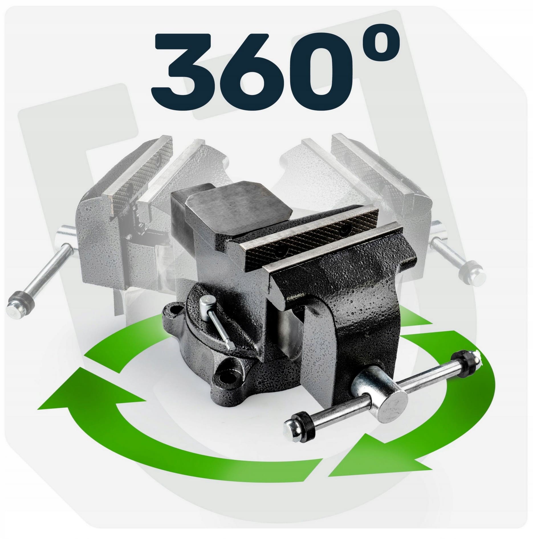 Skruvstycke 150 mm/6 Roterbart 360° med Städ, HT200 Gjutjärn 13, 8 kg, Wuber - 4