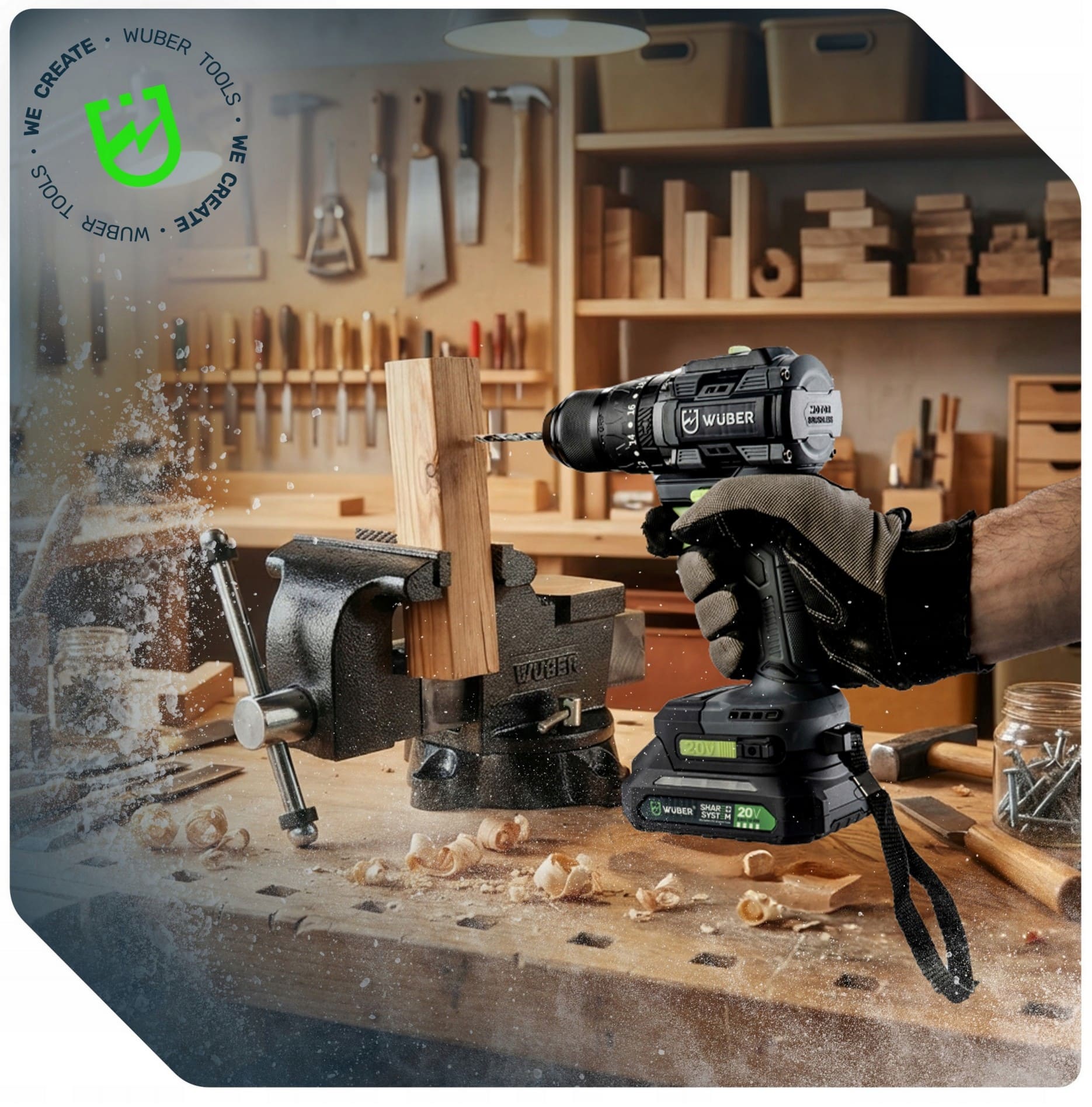Wuber Tools Skruvstycke 150 mm/6 Roterbart 360° med Städ, HT200 Gjutjärn 13, 8 kg, Wuber - 14