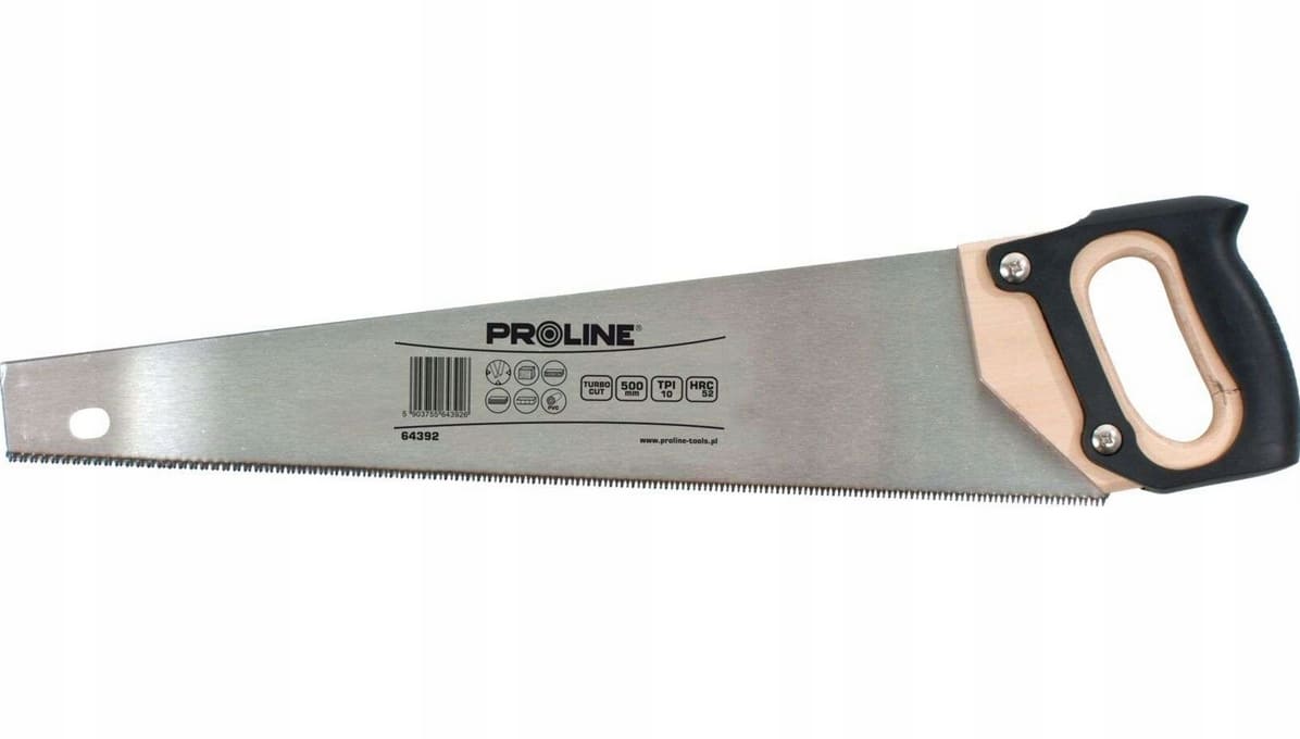 PROLINE TOOLS Handsaw 400 mm / 450 mm / 500 mm, 10TPI, trähandtag med gummigrepp, turbo, för trä och plast, Proline (Storlek (mm) : 400) - 3
