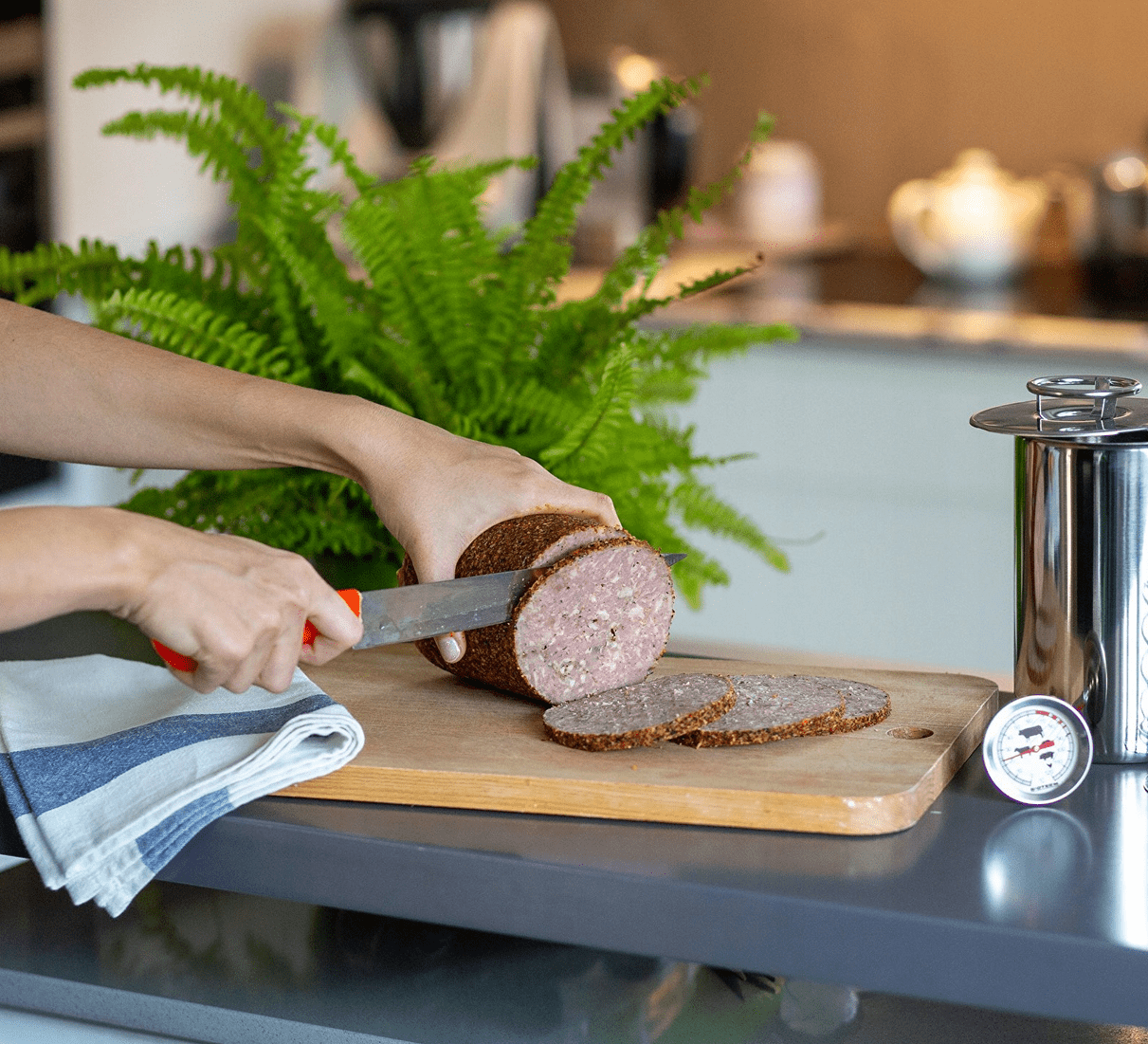 Exklusiv köttermomenter för rökning och grillning, 0-120°C, rosfritt stål, analogt - 2