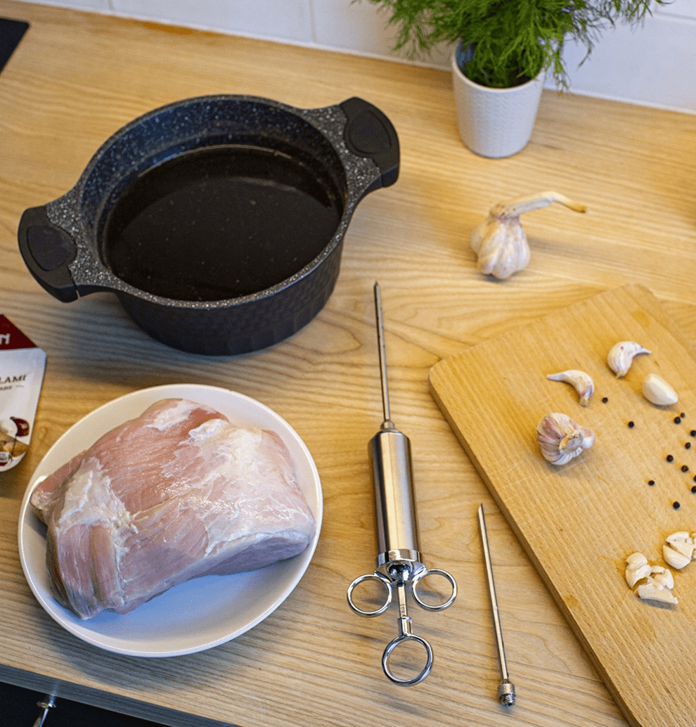 Köttinjektor, 60 ml spruta, professionell marinadspruta, rostfritt stål inkl. 2 nålar - 7